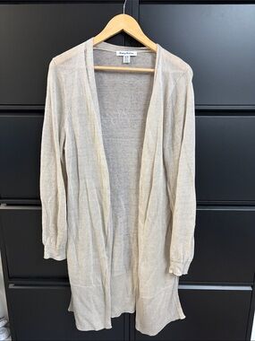 Tommy Bahama Lightweight Open-Front Beige Knit Cardigan